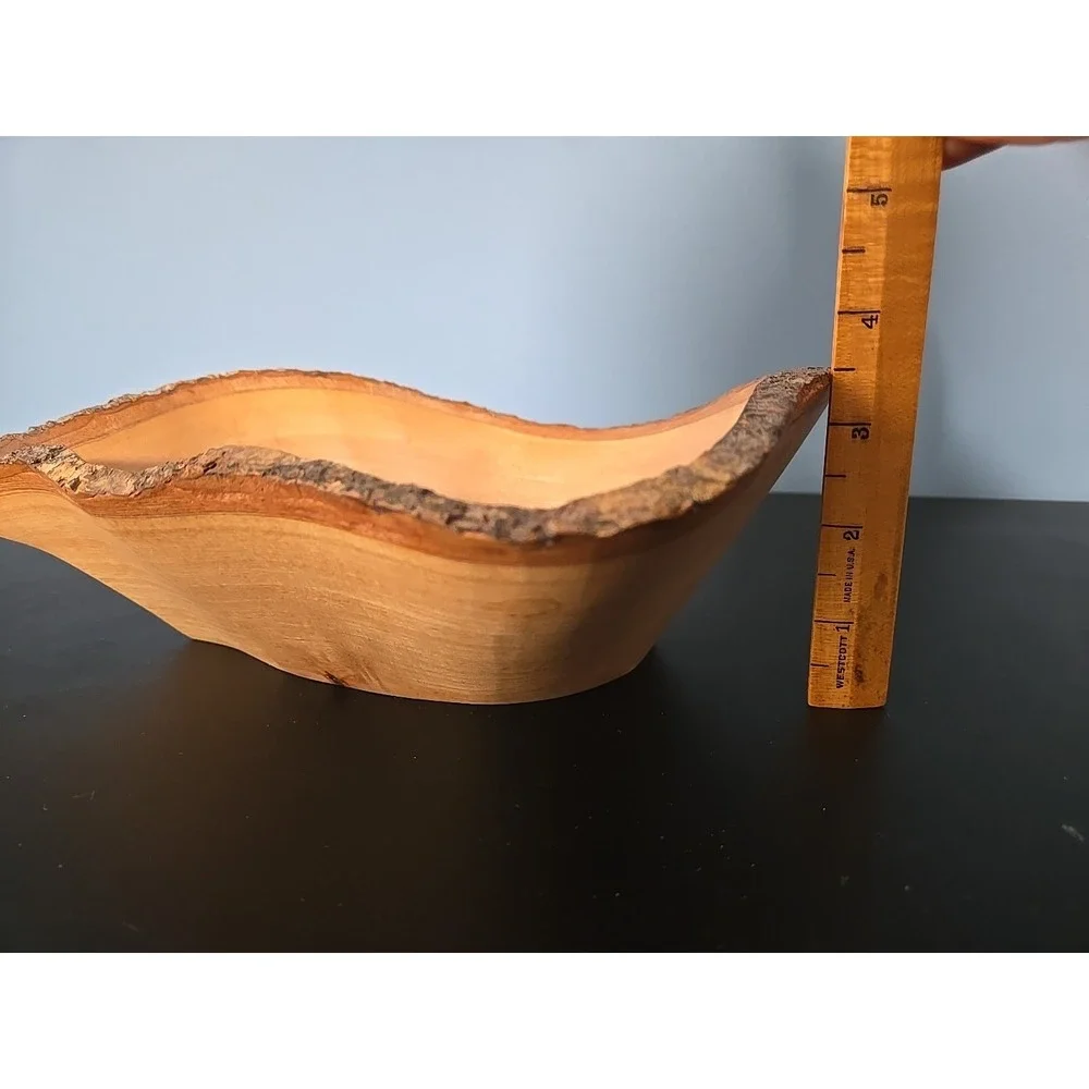 Live Edge Rustic Wood Bowl Hand Carved ‎ Natural Edge ~11